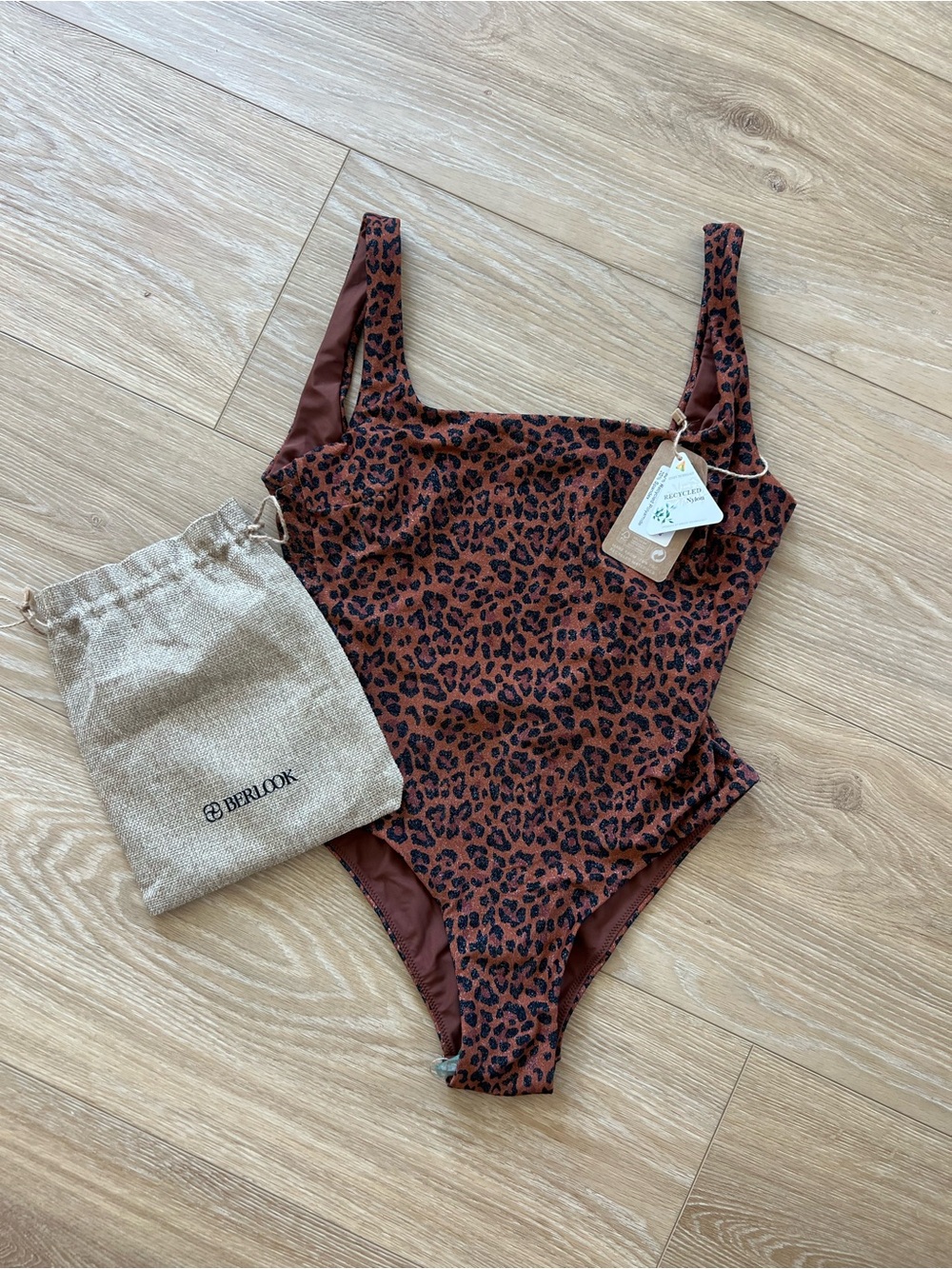 Berlook Brown Leopard Print One-Piece Swimsuit
